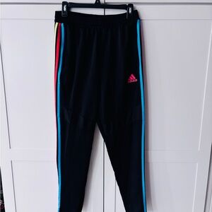 Adidas Mens/womens Black Joggers with Colorful Stripes